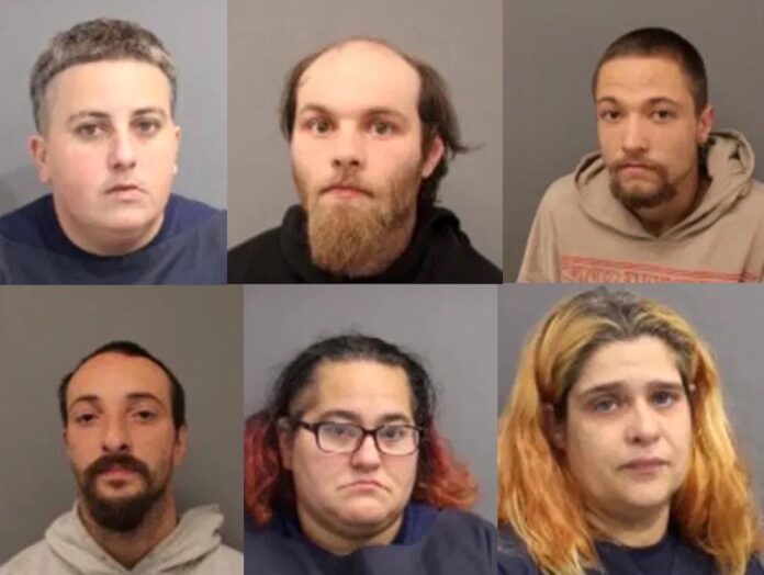 Arrestados: Britten Terpening, Andrew Cornell, Christopher Kordalewski, Joshua Brunelle Arnold, Stephanie Bletzer y Elizabeth Durand.