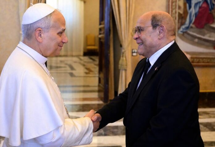El Papa León XIV recibe a Rafael Santos Badía, Ministro de Educación Superior, Ciencia y Tecnología de la República Dominicana.